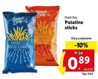 Lidl Snack Day Patatine sticks 125 g confezione offerta