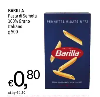 A&O BARILLA Pasta di Semola 100% Grano Italiano g 500 offerta