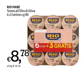A&O RIO MARE Tonno all'Olio di Oliva 6+3 lattine x g 80 offerta