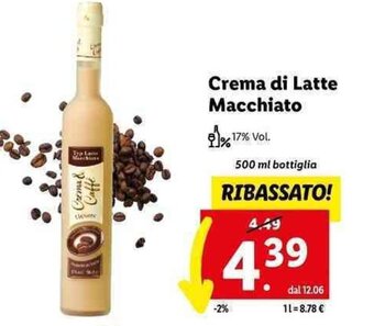 Lidl Crema di Latte Macchiato 500 ml bottiglia offerta