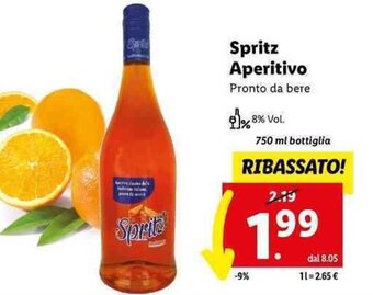 Lidl Spritz Aperitivo 750 ml bottiglia offerta