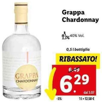 Grappa Chardonnay 0,5 L bottiglia