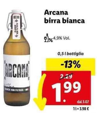 Lidl Arcana birra bianca 0,5 l bottiglia offerta
