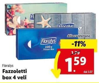 Lidl Floralys Fazzoletti box 4 veli offerta