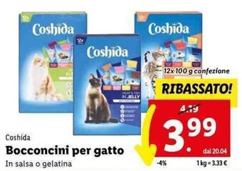 Lidl Coshida Bocconcini per gatto 12x 100 g confezione offerta