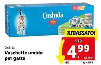 Lidl Coshida Vaschette umido per gatto 1200 g confezione offerta