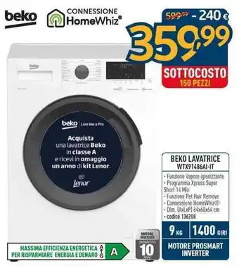 Sinergy BEKO LAVATRICE WTX91486AI-IT offerta