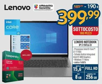 Sinergy LENOVO NOTEBOOK IP 3 15ITL6 I3 offerta
