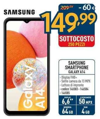 Sinergy SAMSUNG SMARTPHONE GALAXY A14 offerta