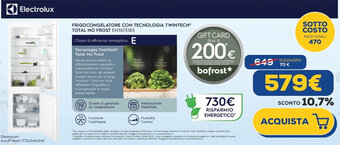Euronics Electrolux FRIGOCONGELATORE CON TECNOLOGIA TWINTECH® TOTAL NO FROST ENT6TE18S offerta