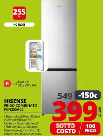 Hisense frigo combinato fcn255ace