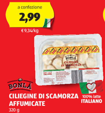 ALDI BONLÀ CILIEGINE DI SCAMORZA AFFUMICATE 320 g offerta