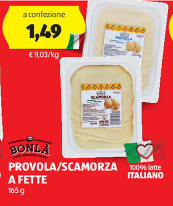 ALDI BONLÀ PROVOLA/SCAMORZA A FETTE 165 g offerta