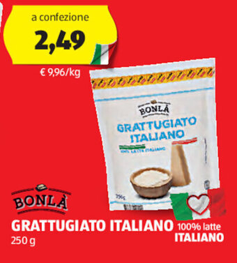 ALDI BONLÀ GRATTUGIATO ITALIANO 250 g offerta