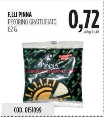 Carico Cash & Carry F.lli Pinna Pecorino Grattugiato 62g offerta