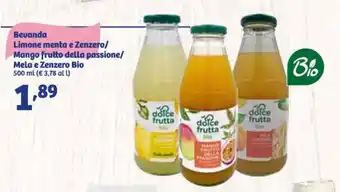 In'S Mercato Bevanda Limone menta e Zenzero/ Mango frutto della passione/ Mela e Zenzero Bio 500 ml offerta