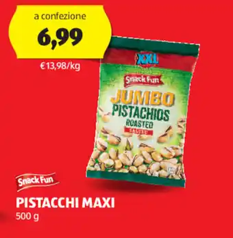 ALDI Snack Fun PISTACCHI MAXI 500 g offerta