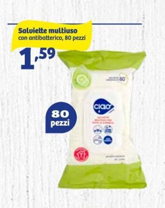 In'S Mercato Salviette multiuso con antibatterico, 80 pezzi offerta