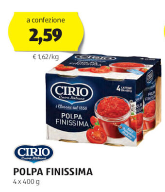 ALDI CIRIO POLPA FINISSIMA 4 x 400 g offerta