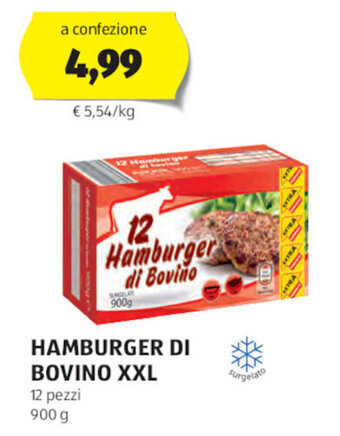 ALDI HAMBURGER DI BOVINO XXL 12 pezzi 900 g offerta