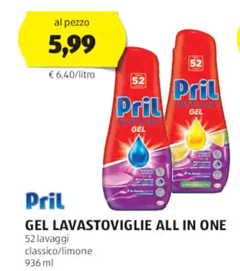 ALDI Pril GEL LAVASTOVIGLIE ALL IN ONE 936 ml offerta
