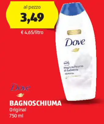 ALDI Dove BAGNOSCHIUMA Original 750 ml offerta