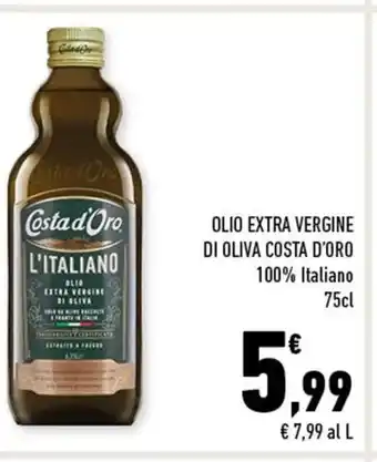 Conad Superstore OLIO EXTRA VERGINE DI OLIVA COSTA D'ORO 100% Italiano 75cl offerta