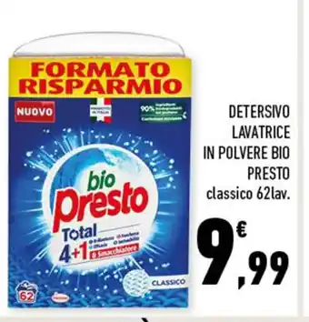 Conad Superstore DETERSIVO LAVATRICE IN POLVERE BIO PRESTO classico 62lav. offerta