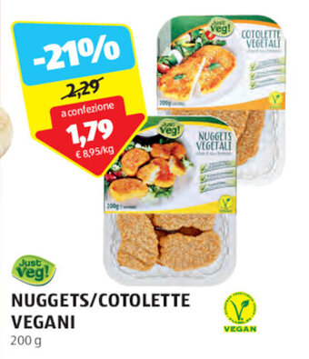 ALDI Just Veg! NUGGETS/COTOLETTE VEGANI 200 g offerta