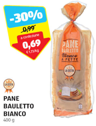 ALDI LA CESTA PANE BAULETTO BIANCO 400 g offerta