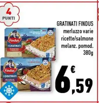 Conad Superstore GRATINATI FINDUS merluzzo varie ricette/salmone melanz. pomod. 380g offerta