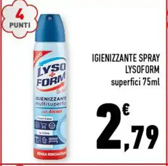 Conad Superstore IGIENIZZANTE SPRAY LYSOFORM superfici 75ml offerta