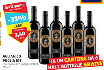 ALDI AGLIANICO PUGLIA IGT 750 ml offerta