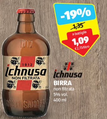ALDI Ichnusa BIRRA non filtrata 5% vol. 400 ml offerta