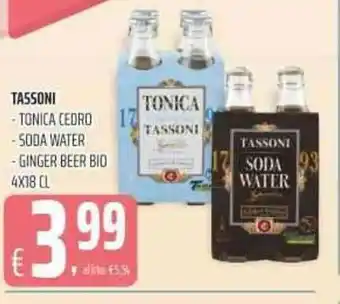 Coop TASSONI -TONICA CEDRO - SODA WATER - GINGER BEER BIO 4X18 CL offerta