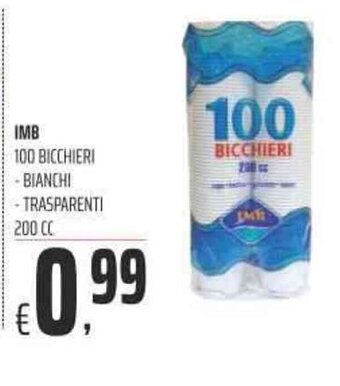 Coop IMB 100 BICCHIERI -BIANCHI - TRASPARENTI 200 CC offerta