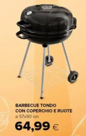 Oasi BARBECUE TONDO CON COPERCHIO E RUOTE 57x90 cm offerta