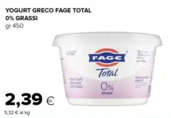 Oasi YOGURT GRECO FAGE TOTAL 0% GRASSI 450 gr offerta