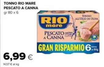 Oasi TONNO RIO MARE PESCATO A CANNA gr 80 x 6 offerta