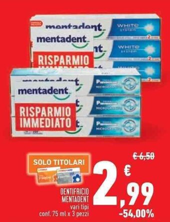 Conad Superstore DENTIFRICIO MENTADENT vari tipi conf. 75 ml x 3 pezzi offerta