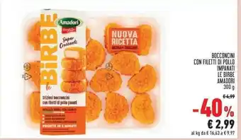 Conad Superstore BOCCONCINI CON FILETTI DI POLLO IMPANATI LE BIRBE AMADORI 300 g offerta