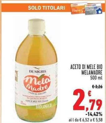 Conad Superstore ACETO DI MELE BIO MELAMADRE 500 ml offerta