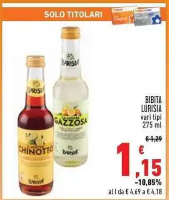 BIBITA LURISIA vari tipi 275 ml