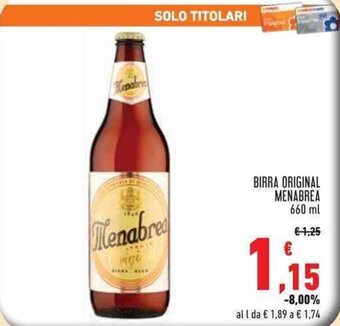 Conad Superstore BIRRA ORIGINAL MENABREA 660 ml offerta