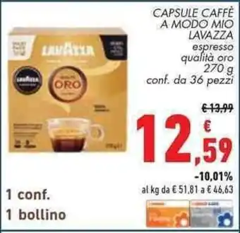 Conad Superstore CAPSULE CAFFÈ A MODO MIO LAVAZZA 270 g offerta