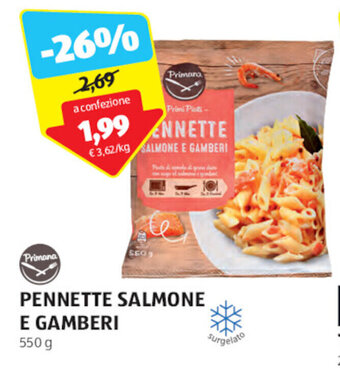ALDI Primana PENNETTE SALMONE E GAMBERI 550 g offerta