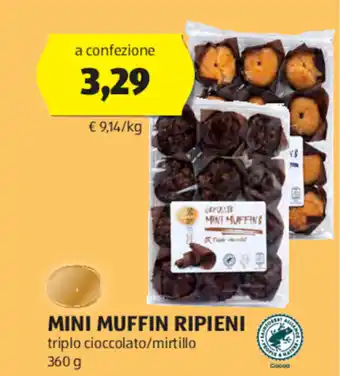 ALDI MINI MUFFIN RIPIENI triplo cioccolato/mirtillo 360 g offerta