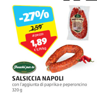 ALDI Freschi per te SALSICCIA NAPOLI 320 g offerta