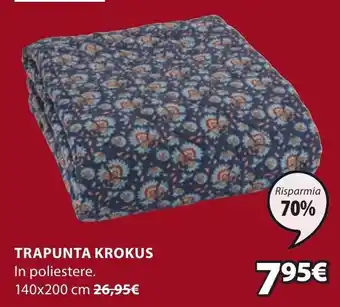 JYSK TRAPUNTA KROKUS In poliestere. 140x200 cm offerta