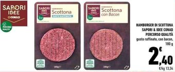 Conad HAMBURGER DI SCOTTONA SAPORI & IDEE CONAD PERCORSO QUALITÀ 180 g offerta